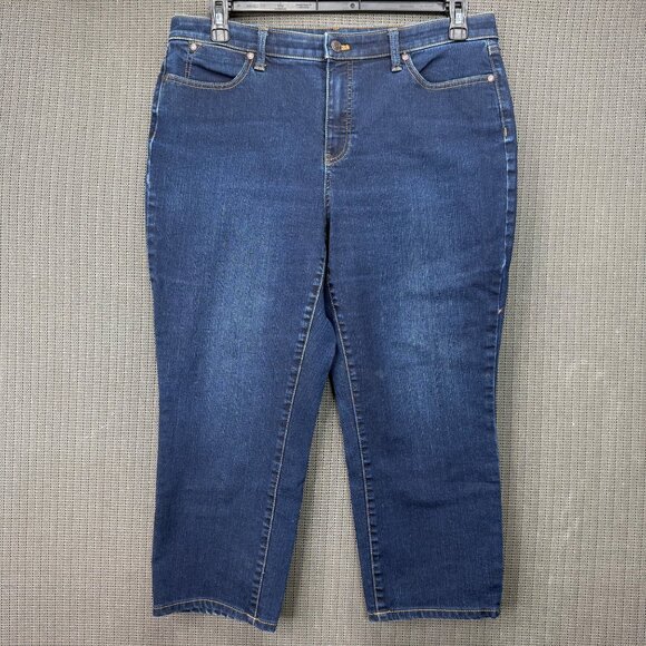 Talbots Flawless Womans Size 14P Blue Curvy Slim Ankle Capri Jeans - Picture 1 of 10